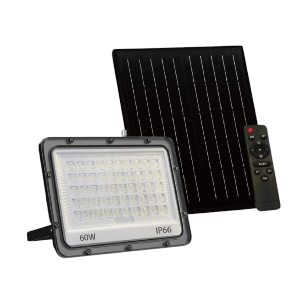 Faro LED da esterno con pannello Solare IP66 con Telecomando Luce Regolabile fredda calda naturale 3000K/4000K/6500K Sensore Crepuscolare 60W 120W 180W 240W 300W Watt: 60W