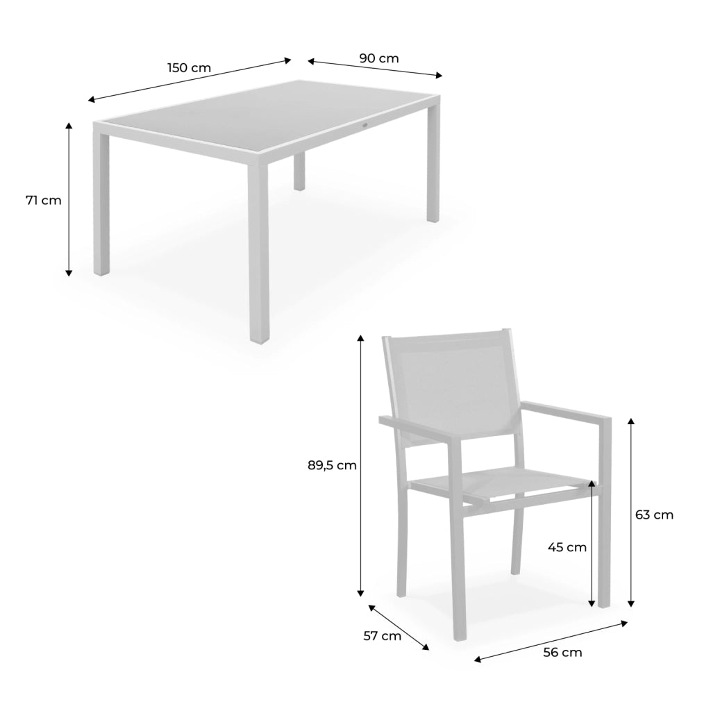 Set tavolo da giardino in alluminio e textilene con 6 sedie, antracite
