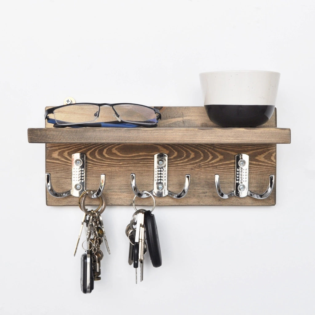 Mensola da parete in legno "Aa031" - 30 x 11 x 13 cm - Noce