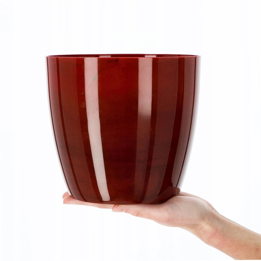 Vaso da fiori KADAX rotondo da 18 cm per soggiorno, effetto marmo rosso.