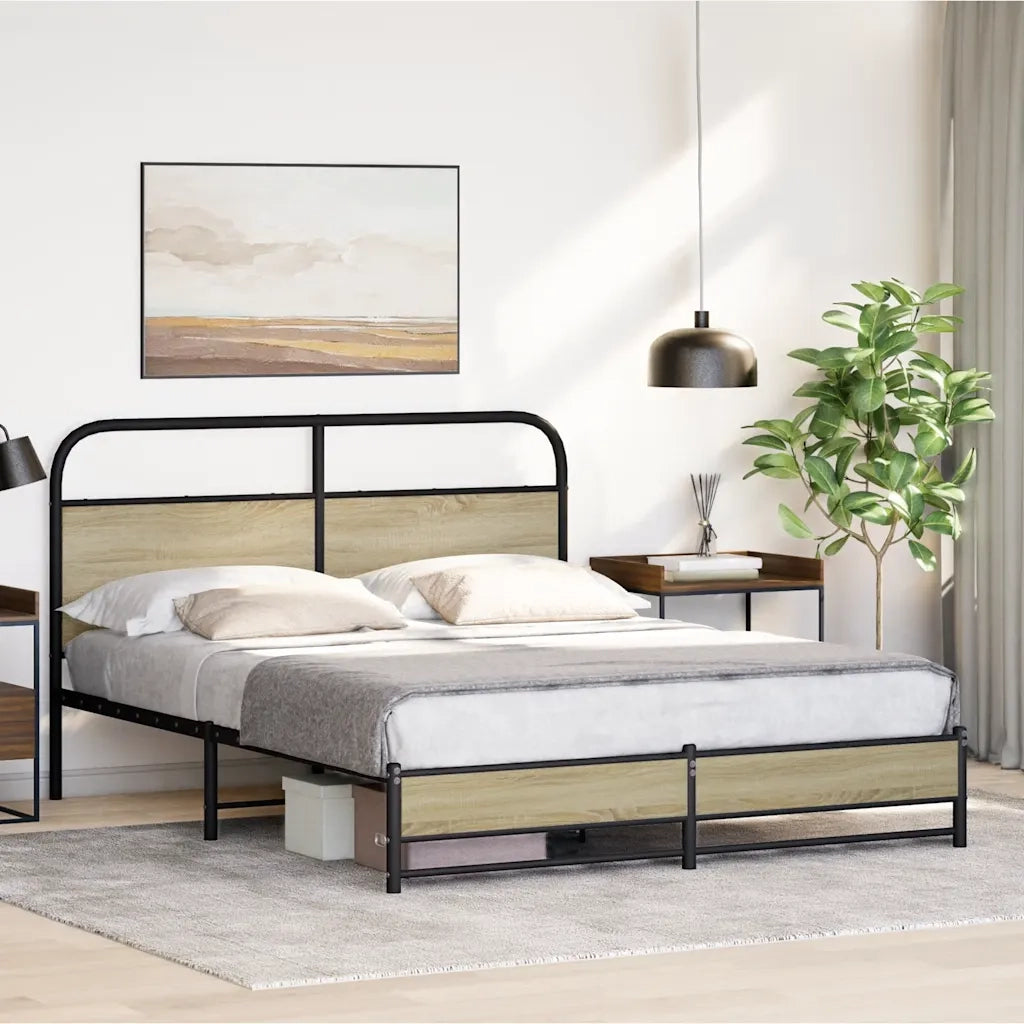 Giroletto senza Materaso in Metallo Rovere Sonoma 160x200 cm 3318688