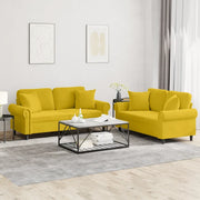 Set di Divani 2 pz con Cuscini Giallo in Velluto 3202236