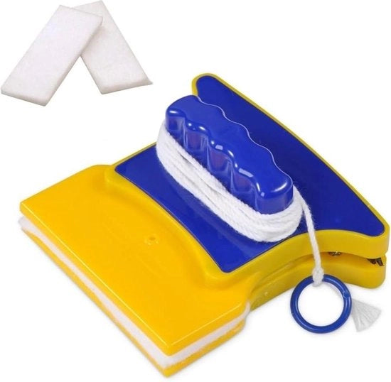 Pulitore di cucina Wisser Forma quadrata a doppia faccia con spazzola magnetica per vetri - Vetro da finestra per bagno - Set di spugne per pulire.