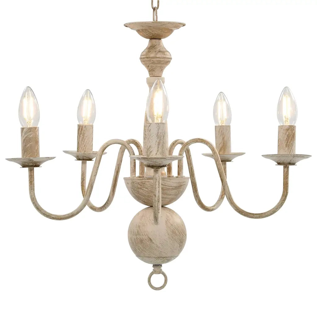 Candelabro Stile Anticato Bianco 5 Lampadine E14 CFW5003072