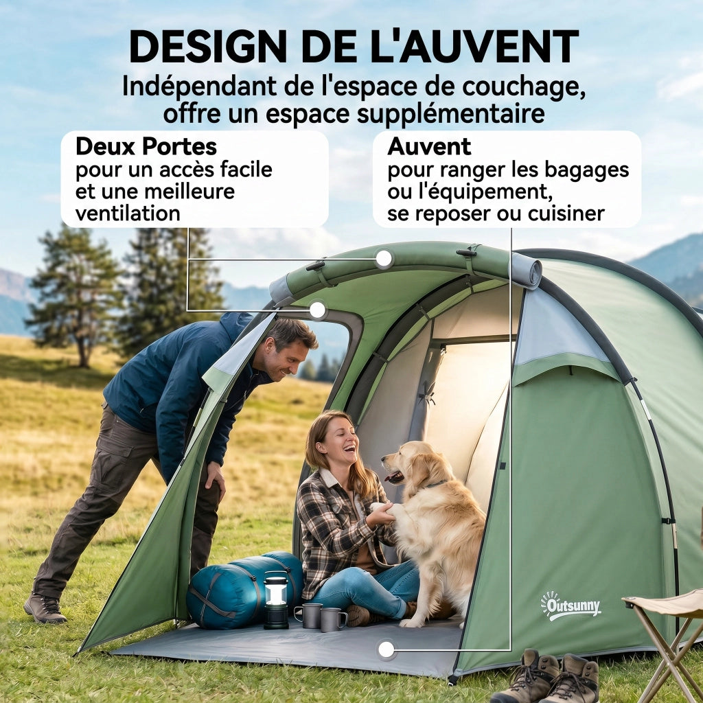 Tenda da Campeggio 4 Posti ¨C Zephmum ¨C Verde Scuro 426x206x15 cm