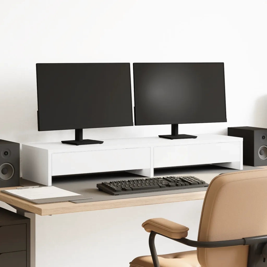 Supporto per Monitor con Cassetti Bianco 100x27x15 cm in Legno Agglomerato CFW5929326