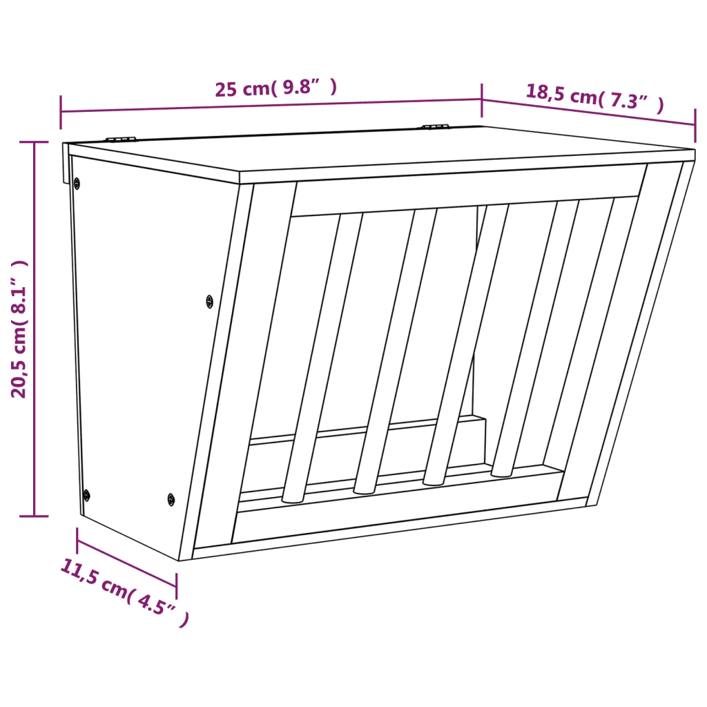 Mangiatoia per Conigli 25x18,5x20,5 cm Legno Massello di Abete 172423