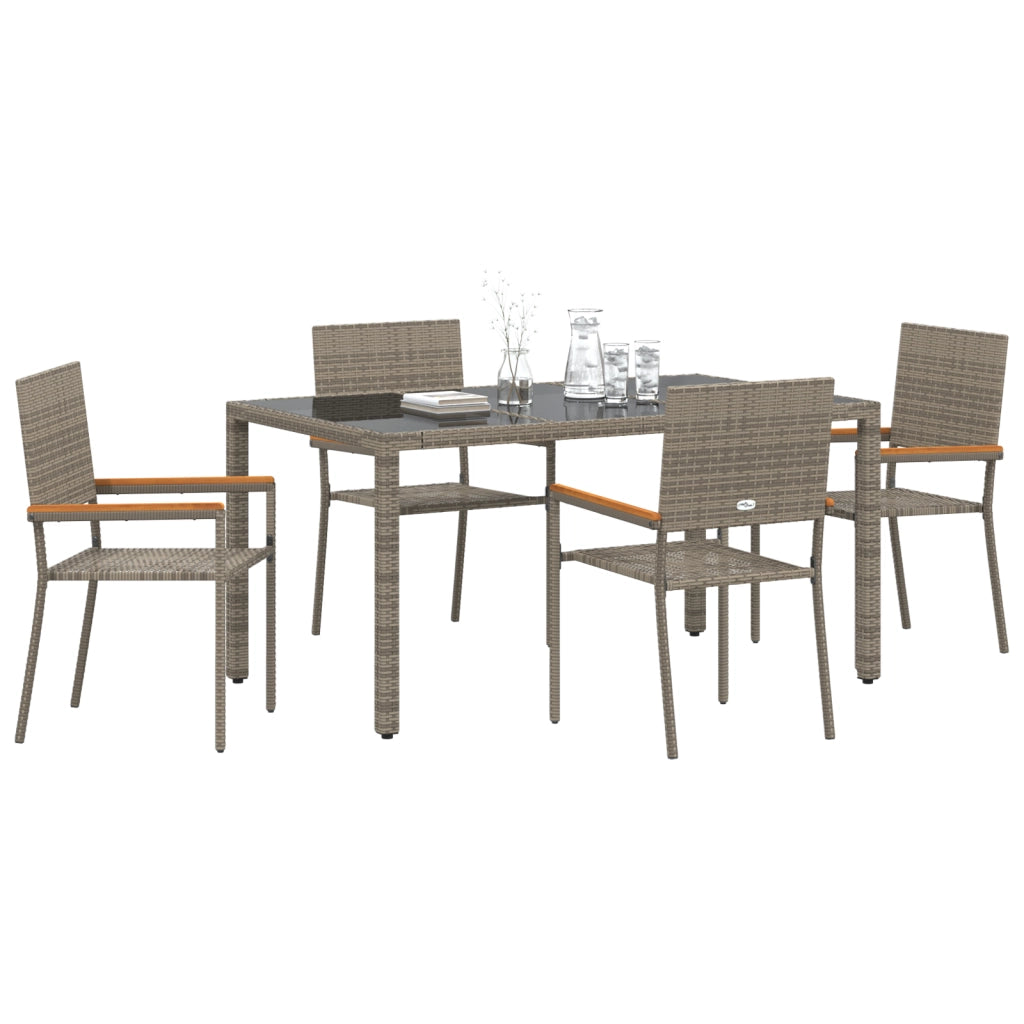 Set da Pranzo da Giardino  5 Pezzi Grigio Polyrattan