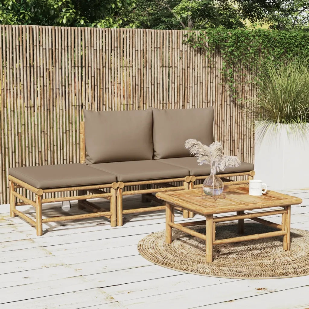 Set Salotto da Giardino 4pz con Cuscini Tortora BambÃ¹