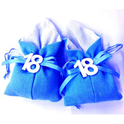 Trade Shop - Set 12pz Sacchetto Colorato Numero 18 Anni Juta 10x13cm Bomboniera Portaconfetti - Blu