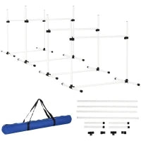 Set di 4 Ostacoli Agility Dog per Addestramento Cani con Sacca di Trasporto, Altezza delle Barre Orizzontali Regolabili, 99x65x94cm