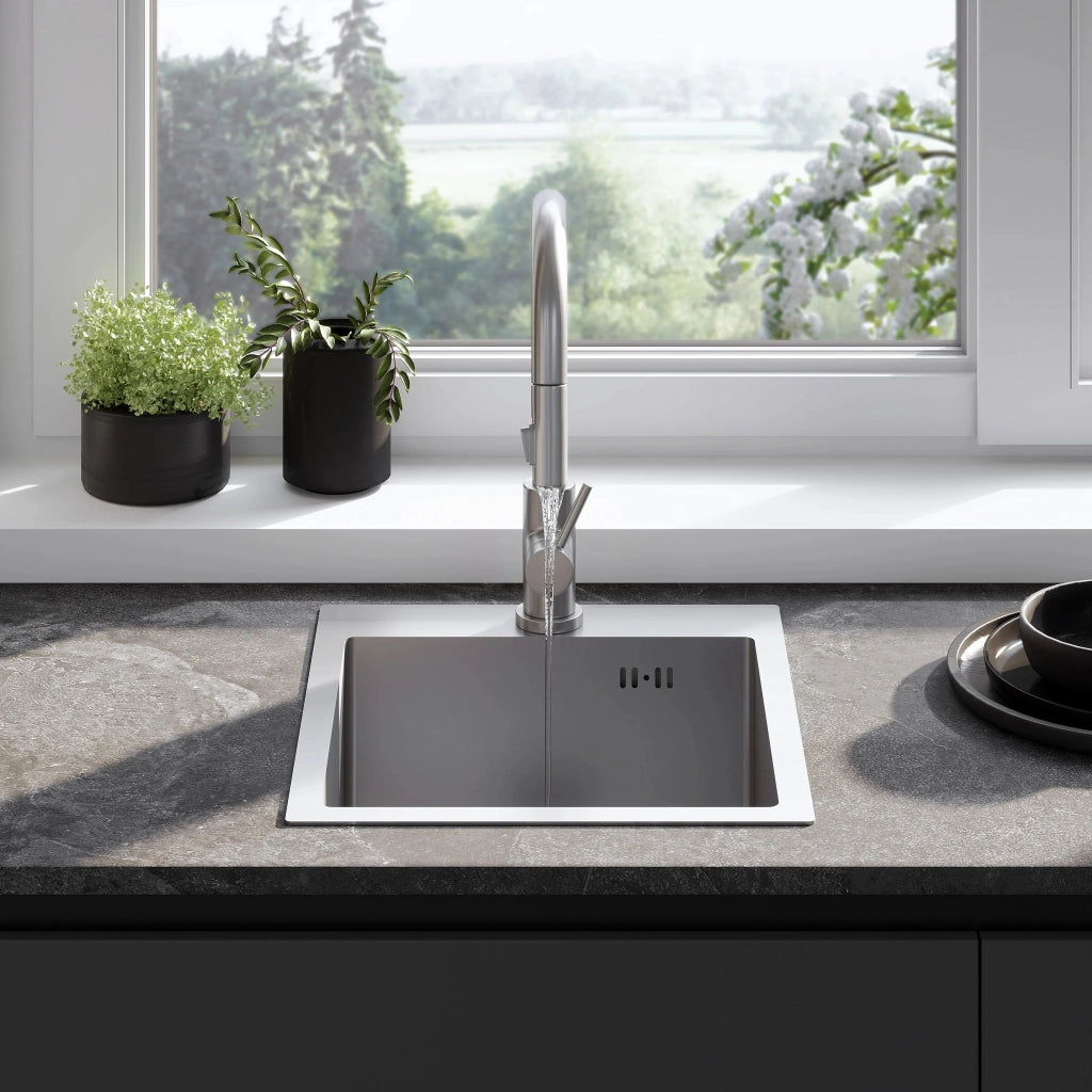 Lavello In Acciaio Leo 40 Brush Nickel senza rubinetto da cucina