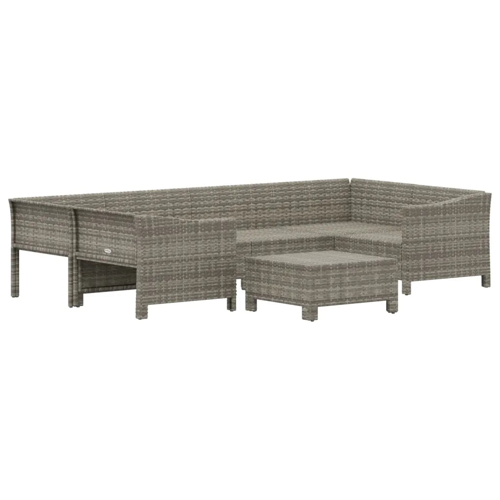 Set Divani da Giardino 7 pz con Cuscini in Polyrattan Grigio 3187301