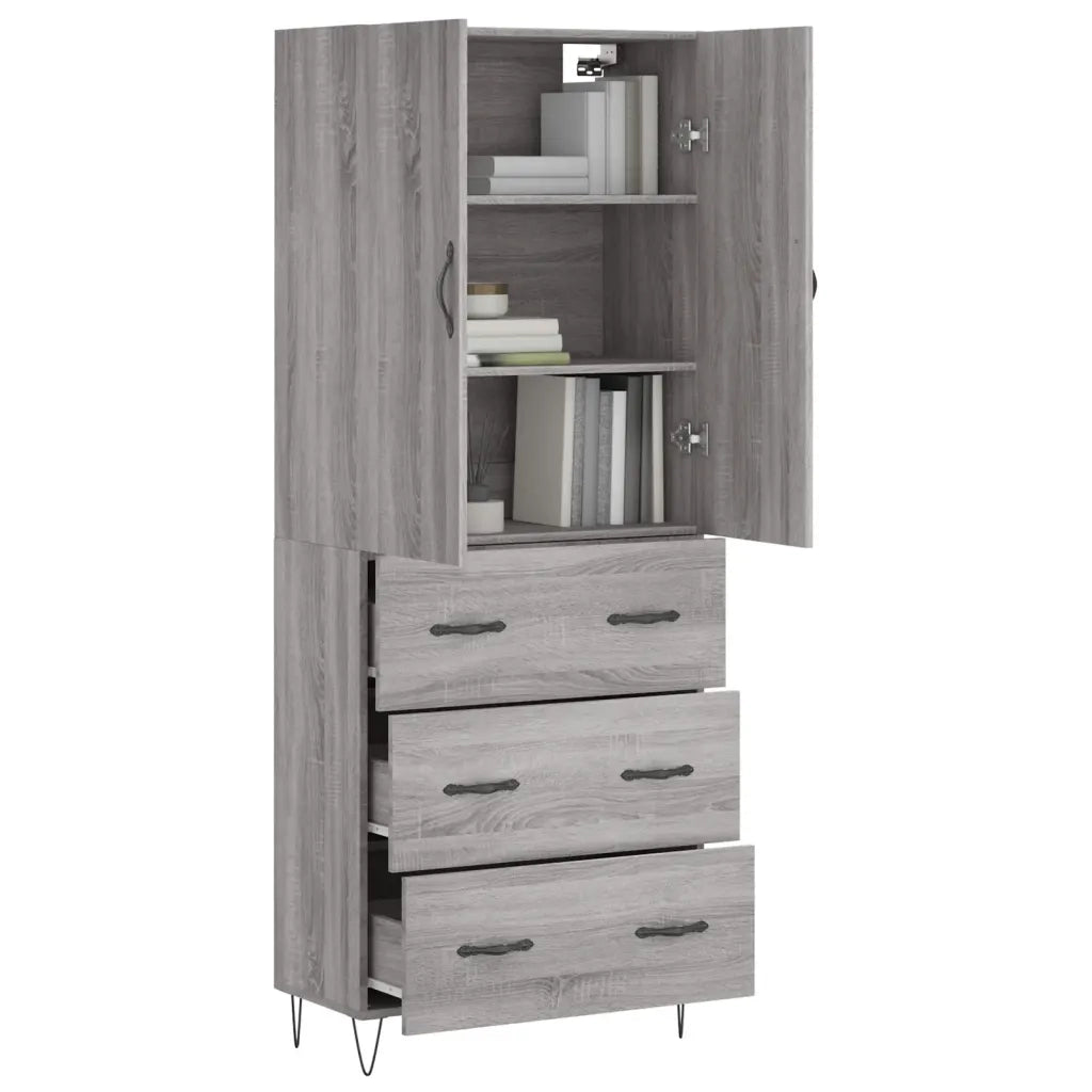 Credenza Grigio Sonoma 69,5x34x180 cm in Legno Multistrato 3198087