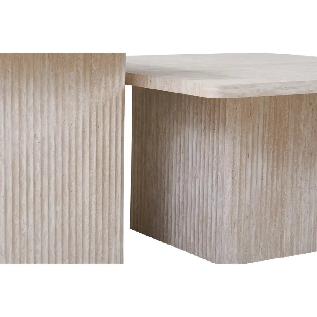 Set 2 tavolini nidificati EDEN – Travertino beige – H52/42 x L80/60 x P80/60 cm – Stile moderno