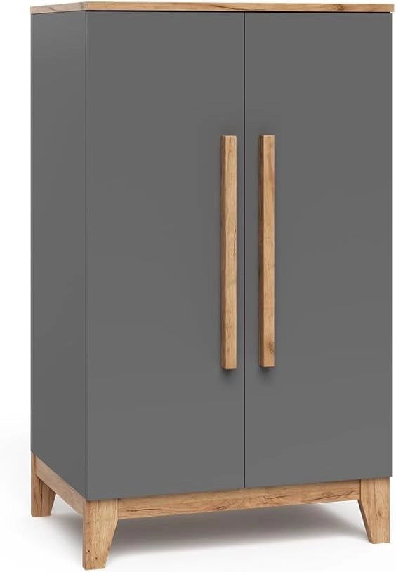 Armadio per bambini Malia, Grigio/Artisan, 70 x 120 cm, per la conservazione di abbigliamento per bambini e combinabile