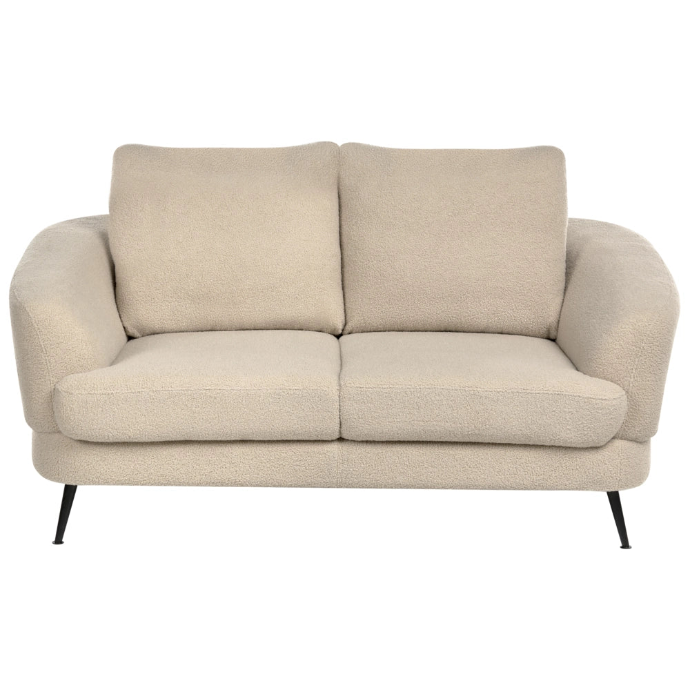 Set di divani a 3 posti Rivestimento in bouclé beige chiaro Gambe in ferro con braccioli Soggiorno in stile moderno