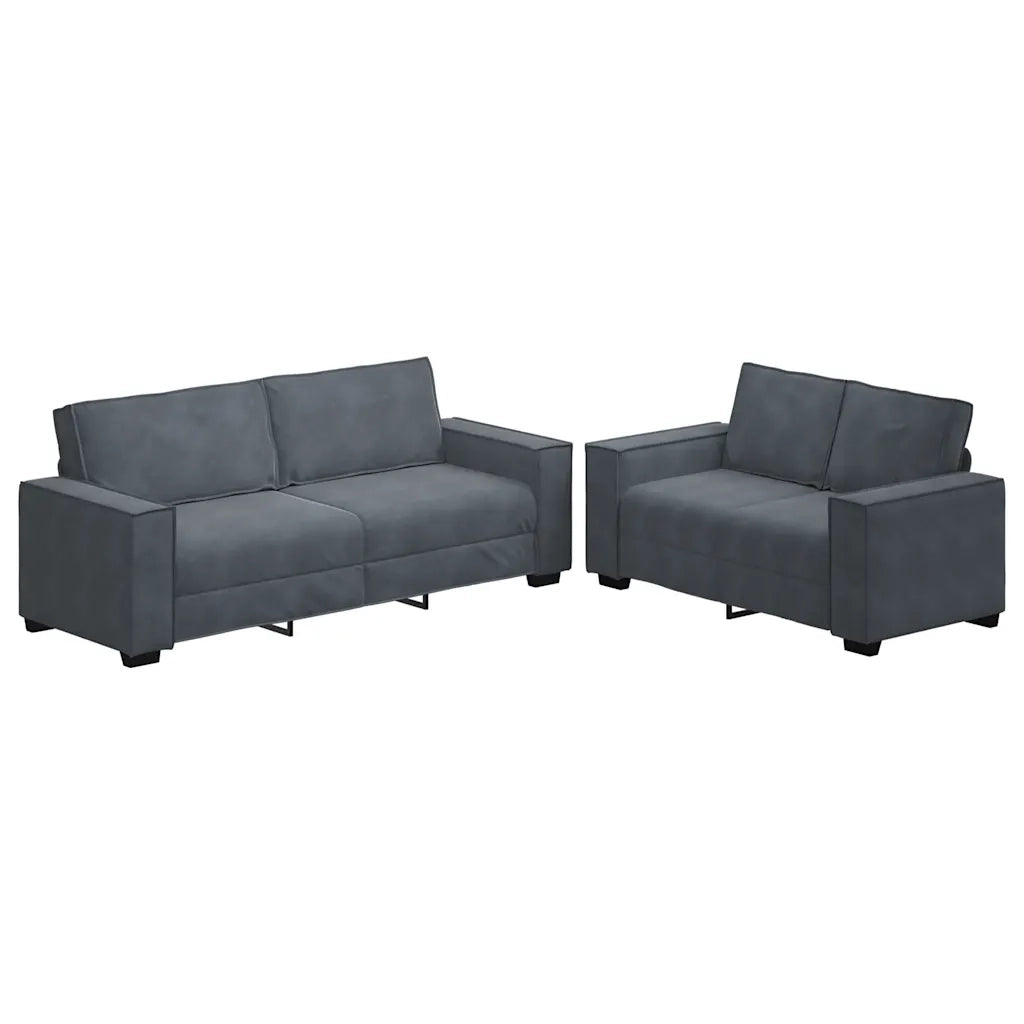 Set di Divani 2 pz con Cuscini Grigio Scuro in Velluto 3324701