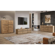 Set di mobili da soggiorno HAVANA - Credenza alta, mobile TV, credenza bassa - Design moderno in rovere e nero