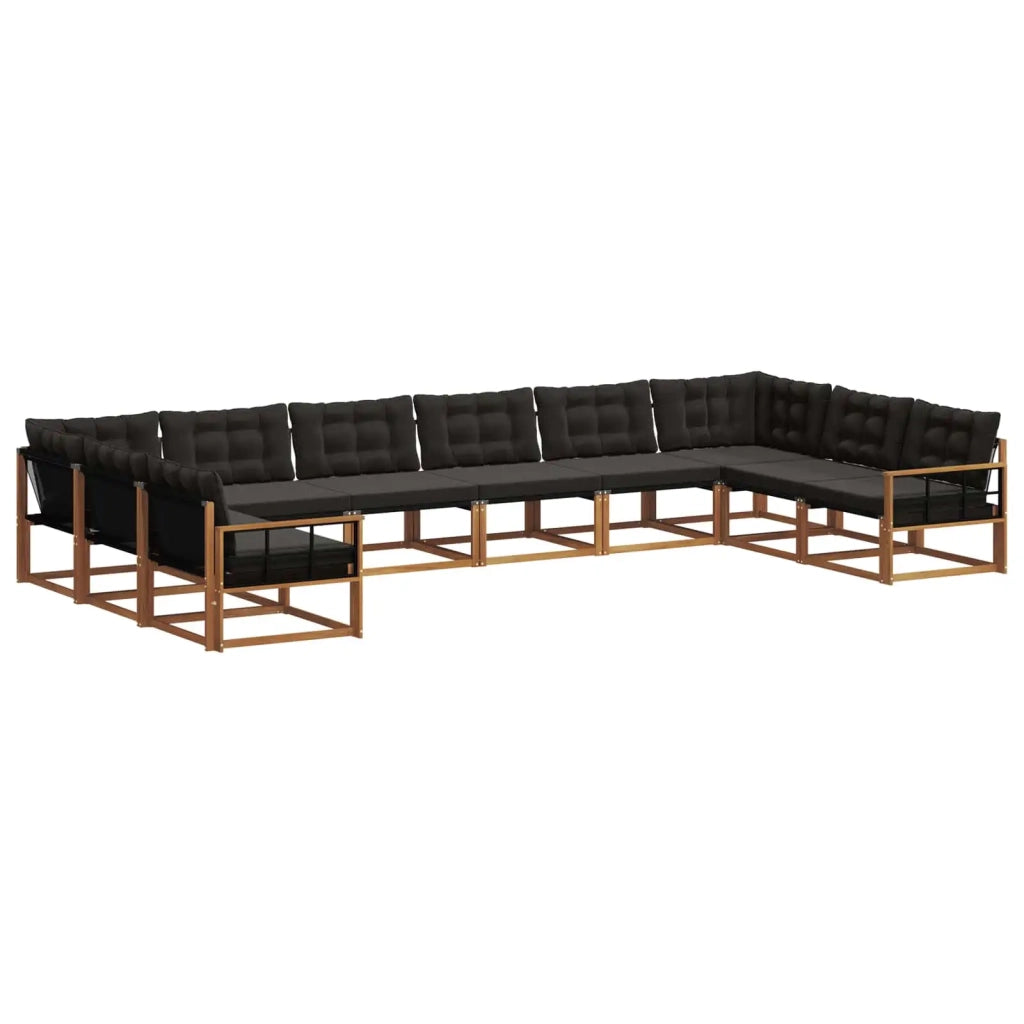 Set di divani da esterno con cuscino 10 pcs Naturale e Nero 3369895