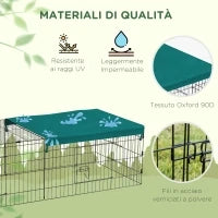 Gabbia per Conigli da Esterno e Interno con Tettuccio in Acciaio, 185x75x50cm, Verde
