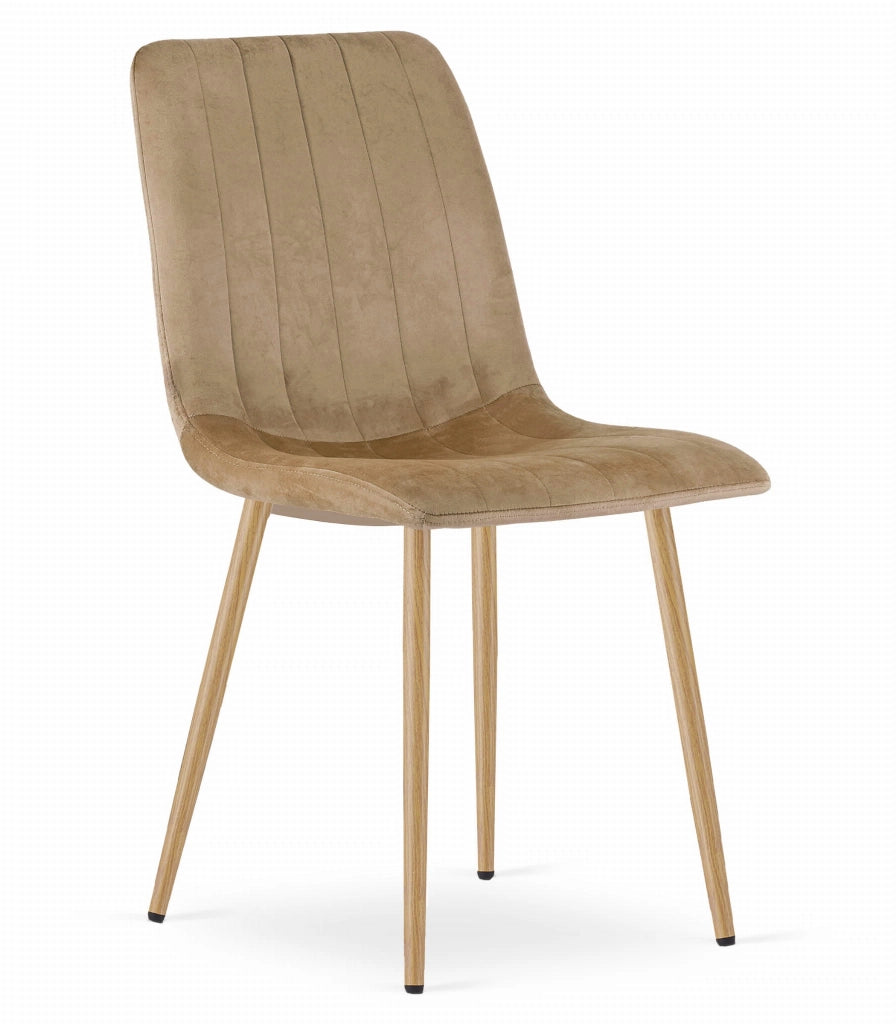 Sedia VALORA JEWA - Moderna in velluto marrone con gambe in legno x 4