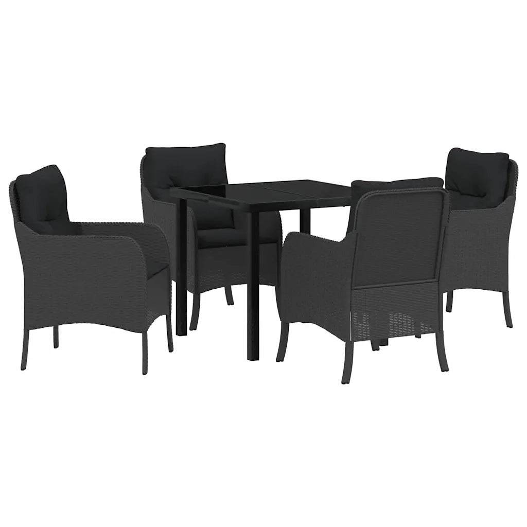 Set da Pranzo per Giardino con cuscino 5 pcs Nero polyrattan 3380149
