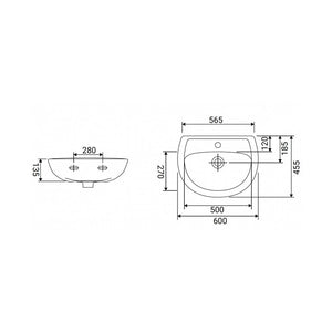 Lavabo Serie Oren 60 cm Bianco