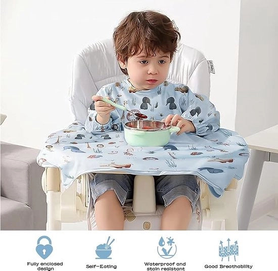 Slabbetto con maniche Slabbetto per copriavampani per bambini può essere fissato alla seggiolina per bambini, Slabbetto con maniche Impermeabile per bambini, bambine Alimentazione per bambini in età prescolare