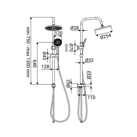Colonna Doccia Logan Finitura Gun Grey 3 Getti