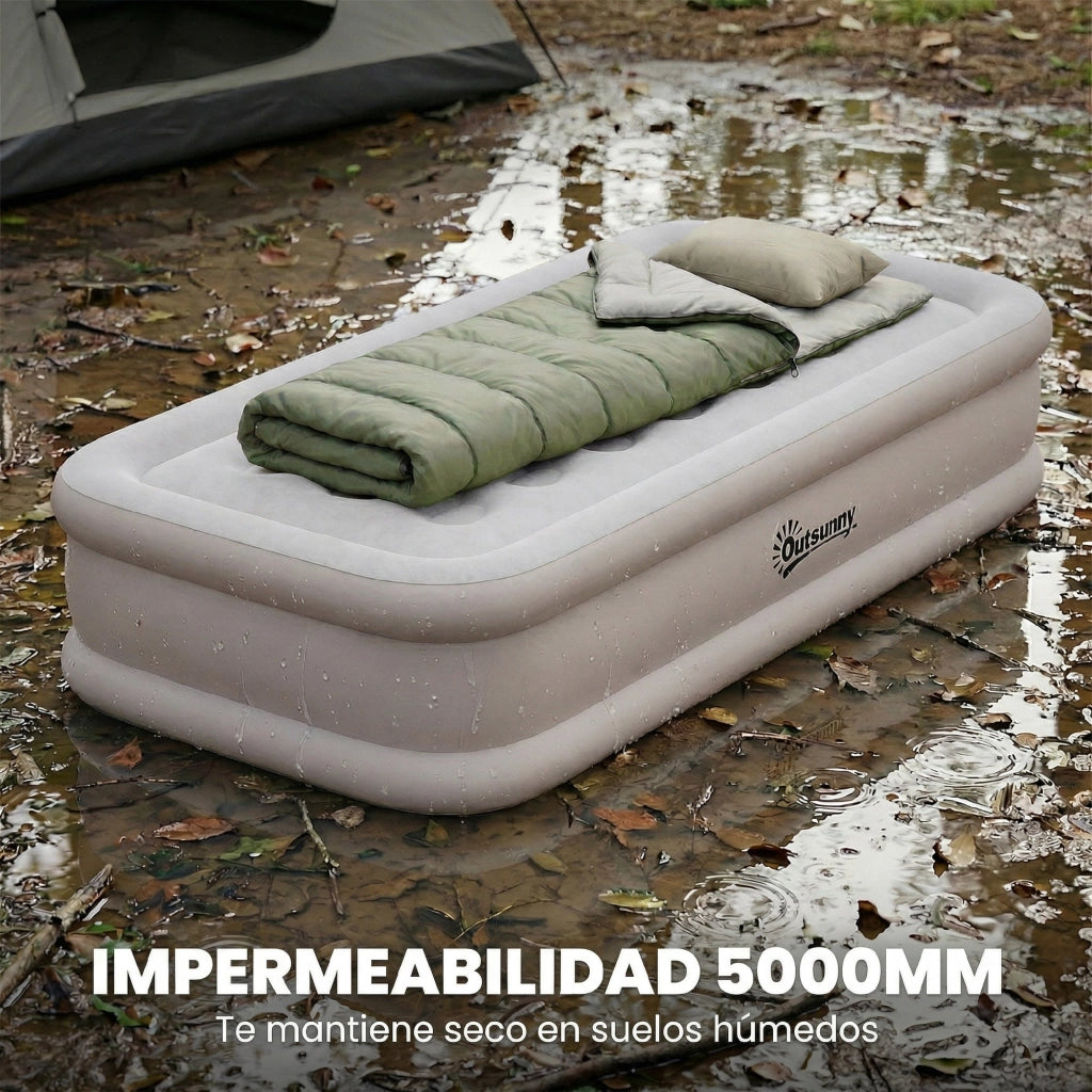 Materasso Gonfiabile Singolo Pieghevole con Pompa ¨C zephmum ¨C Caqui 190x97x39 cm