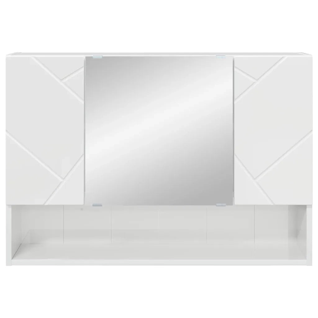 Mobiletto per specchio con porta Bianco Lucido 80 x 17 x 55 cm 883358