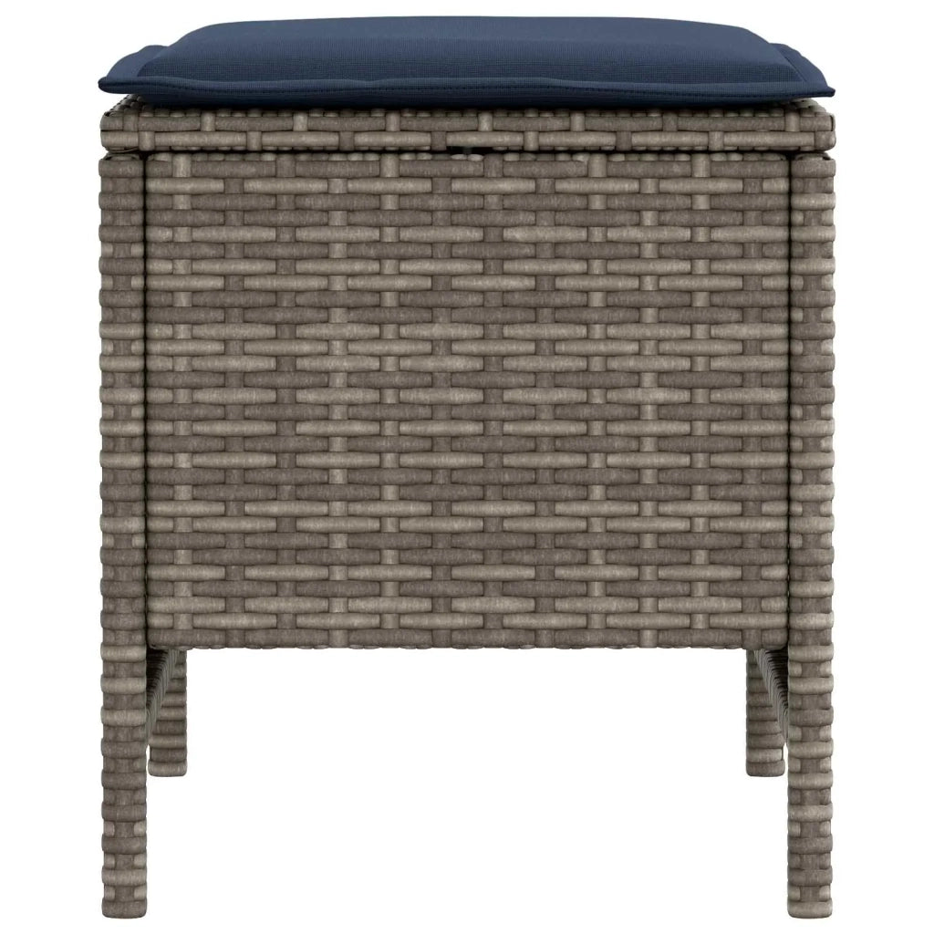 Poggiapiedi da Giardino 2 Pezzo Grigio e Blu Navy Rattan in PE
