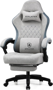 Sedia da gioco in tessuto con poggiapiedi, sedia ergonomica da scrivania per computer con cuscino a molle insacchettate, supporto lombare per casa e ufficio, supporto lombare resistente