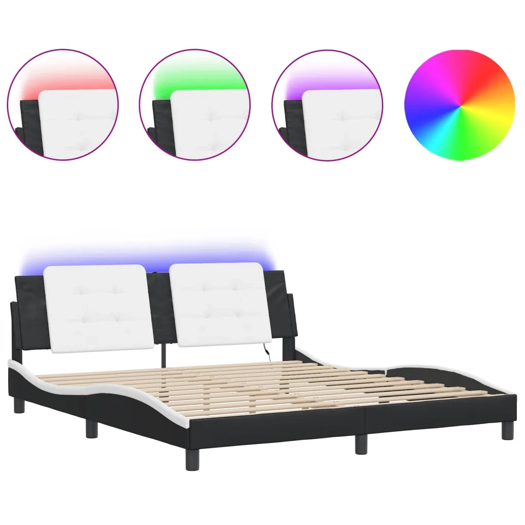 Giroletto con LED senza Materasso Nero e Bianco 180x200 cm
