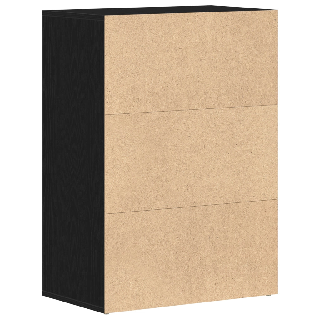 Armadio Scarpe  Nero Rovere 60x35x84 cm in Legno Ingegnerizzato