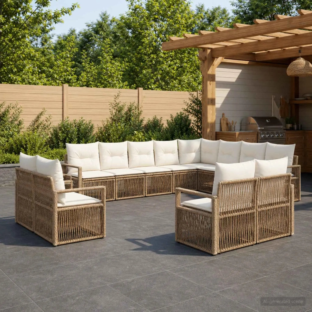 Set Divano da Giardino 12 pz Beige polyrattan 3435888