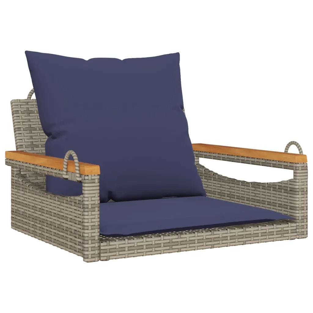 Panchina Dondolo con Cuscini Grigia 63x62x40 cm in Polyrattan 368168