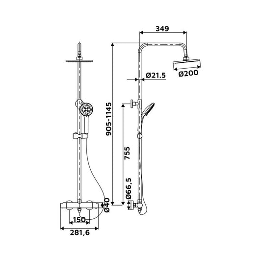 Colonna Doccia Mira Tonda con Termostatico 3 Getti