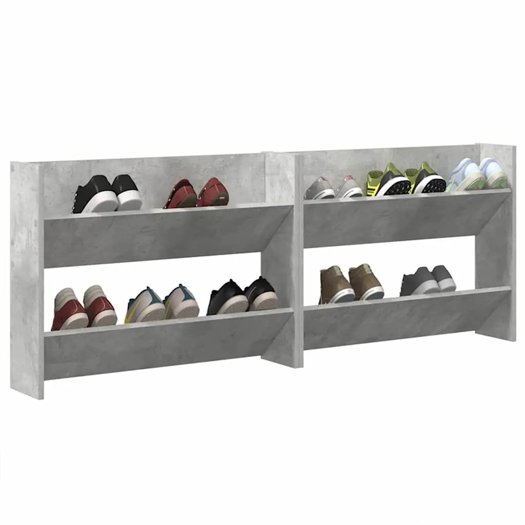 Scarpiere Muro 2pz Grigio Cemento 80x18x60cm Legno Multistrato 806750