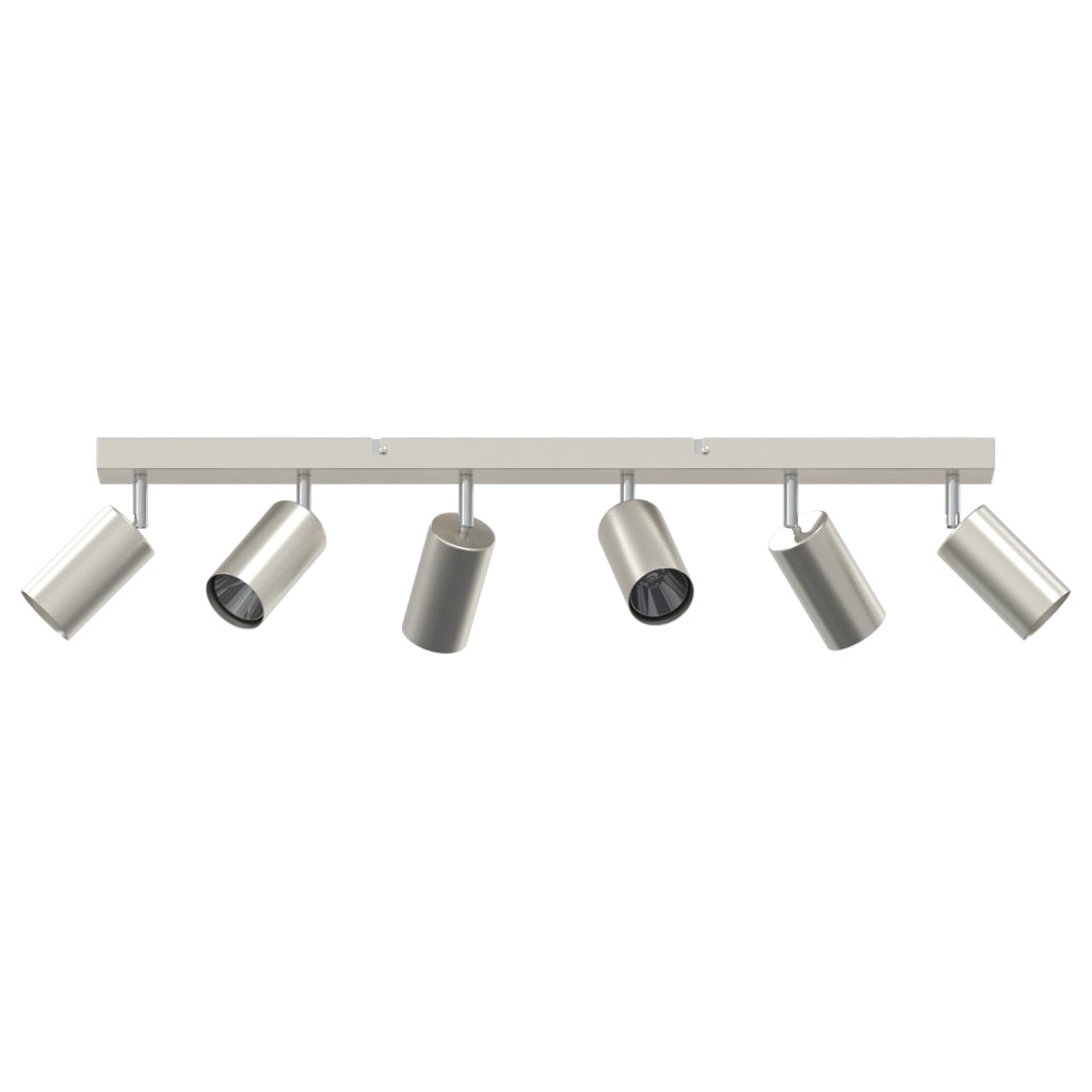 Faretto da soffitto 6 vie regolabili GU10 in nichel spazzolato
