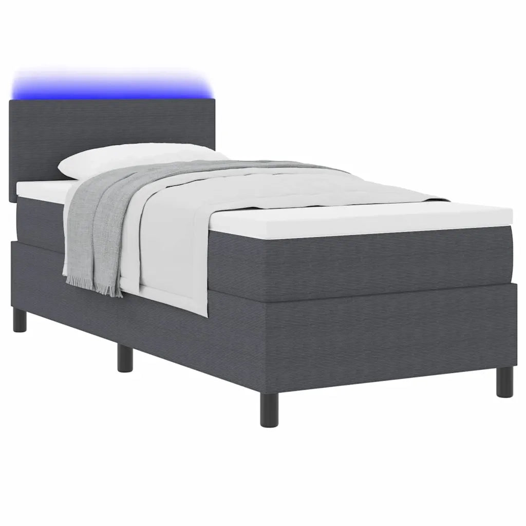 Letto a Sorgente LED Grigio Scuro e Bianco 100 x 200 cm 3337588