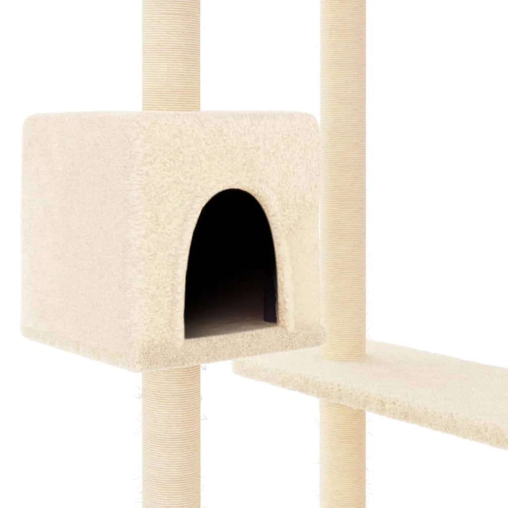 Tiragraffi per gatti torre per arrampicata giocattolo piattaforma per arrampicata con tiragraffi 82 cm crema 02_0022448