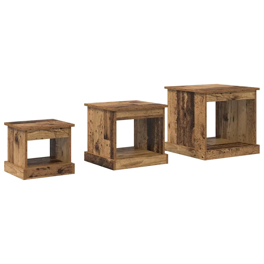 Tavolino da salotto 3 pcs Legno vecchio Legno multistrato