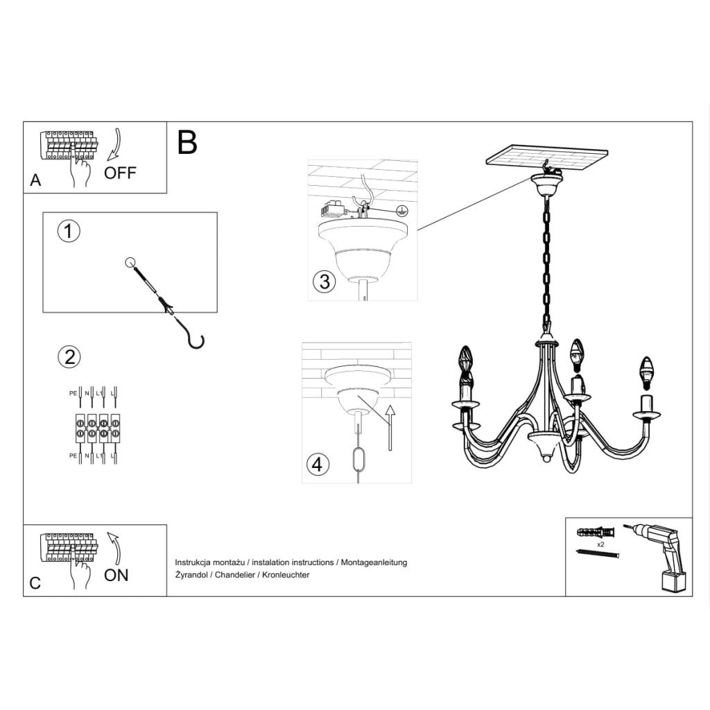 Lampadario Crimson Minerwa in acciaio bianco a 5 luci E14 LED Max 10W