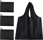 Set di 3 Borse da Spesa Pieghevoli Ecowallet con Tasca Attaccata Reutilizzabili Durabili Lavabili e Leggere Nera