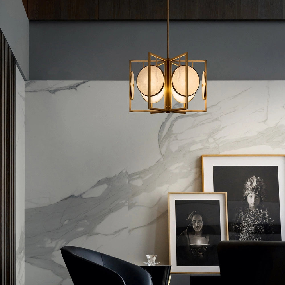 Maytoni Lampadario contemporaneo Marmo 3 luci E14 oro metallo diffusori bianchi