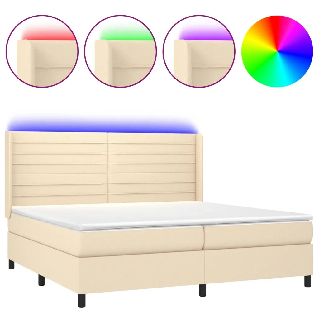 Letto a Molle Materasso e LED bianco 200x200cm in Tessuto cod mxl 61257