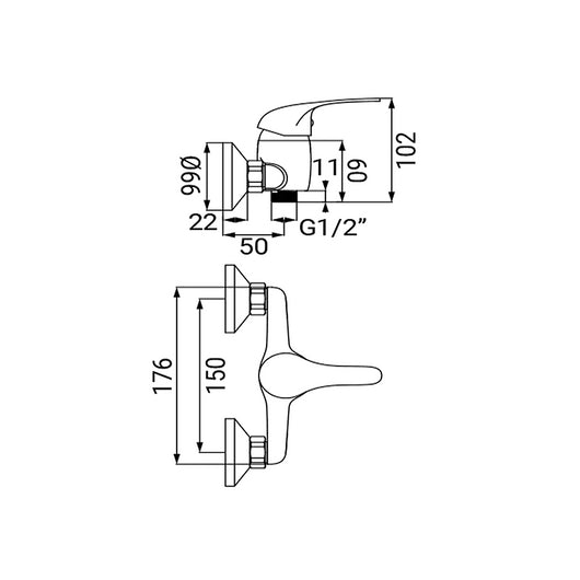 Miscelatore esterno doccia serie antartid