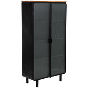 Vetrina in metallo, legno e vetro, 2 ante, nero, 84 x 35,8 x 152 h cm